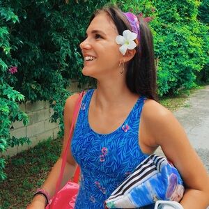 Blue Leaf Pattern Romper/Beach Coverup